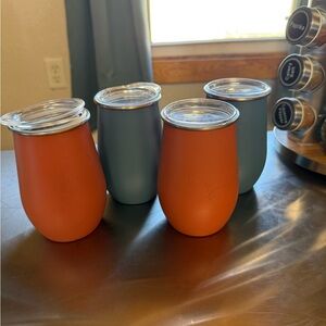 Insulated Double-Wall Stemless Tumblers - Blue & Terraccota